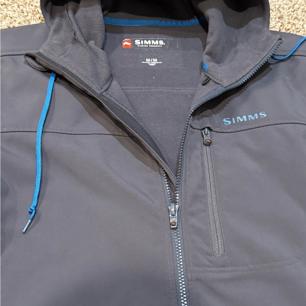 Simms Slate Gray Softshell Hooded Jacket Blue Acc… - image 2